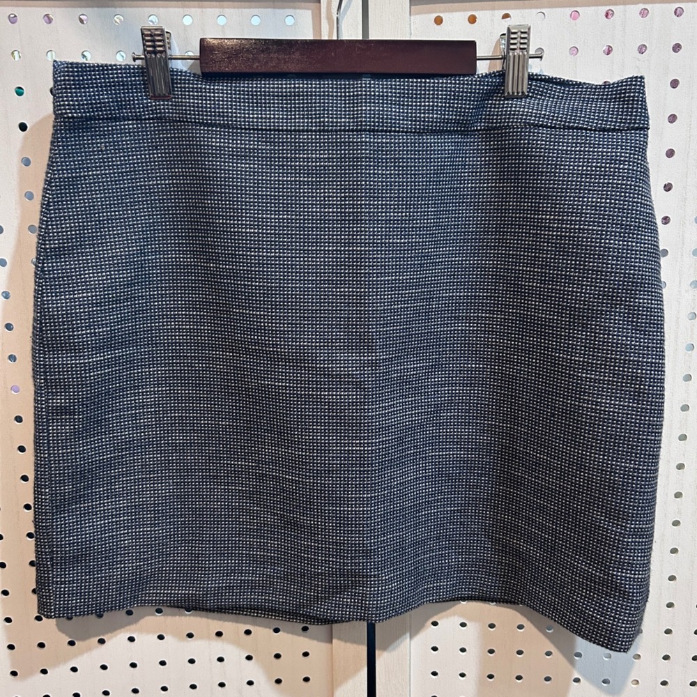 Gap Mini Skirt Blue and White‎ Houndstooth Tweed Career Casual Classic Womens
